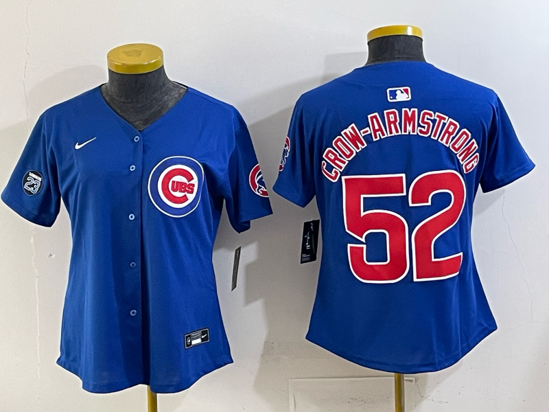 Women Chicago Cubs #52 Crow Armstrong Blue Nike MLB 2025 Jersey 001->women mlb jersey->Women Jersey